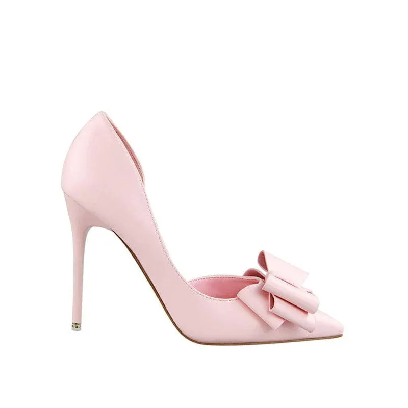 Adorable Bowknot Statement Pointed Toe High Heel D'Orsay Pumps - Pink