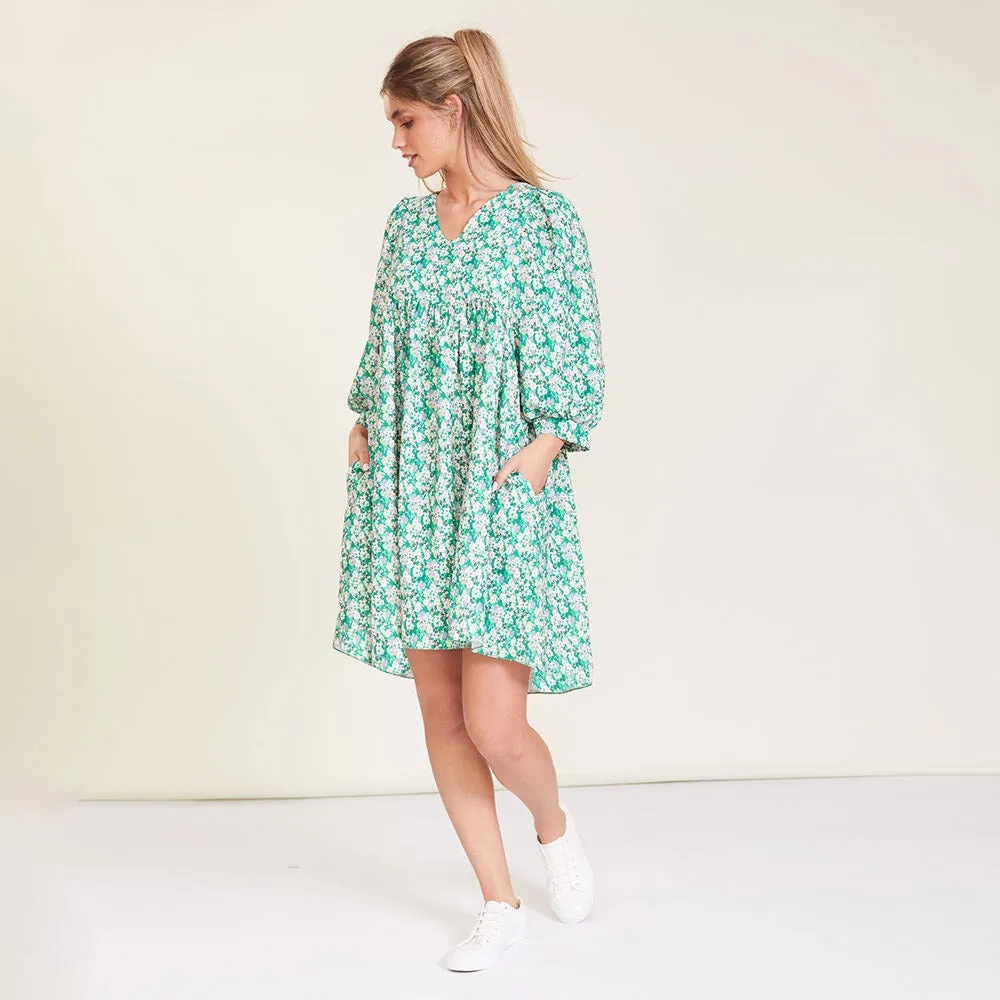 Alyssa Dress (Green Floral)