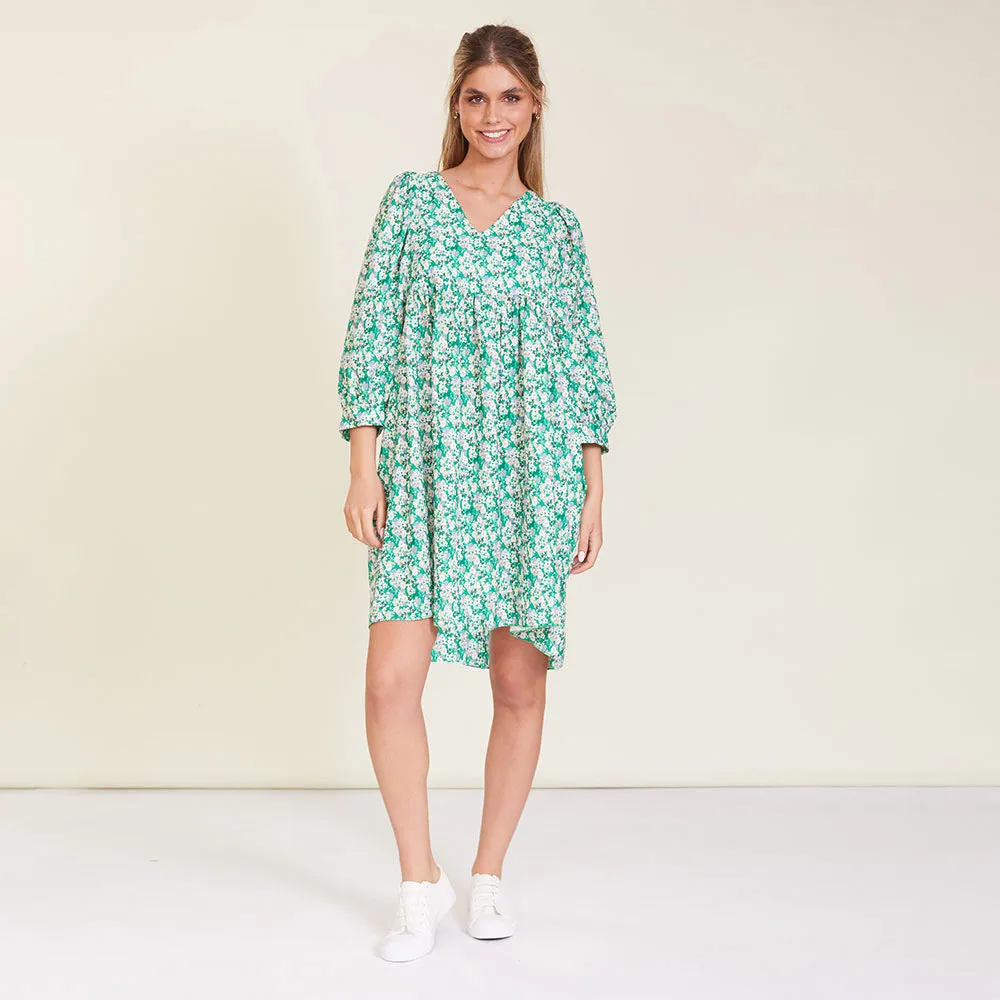 Alyssa Dress (Green Floral)