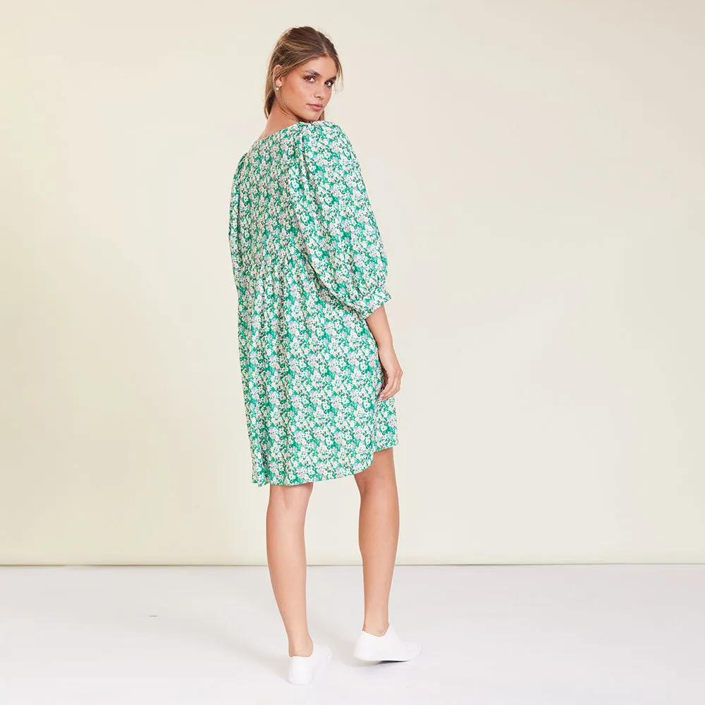 Alyssa Dress (Green Floral)