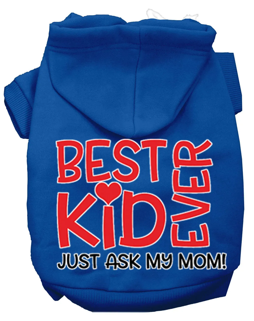 Ask My Mom Screen Print Dog Hoodie Blue Xs