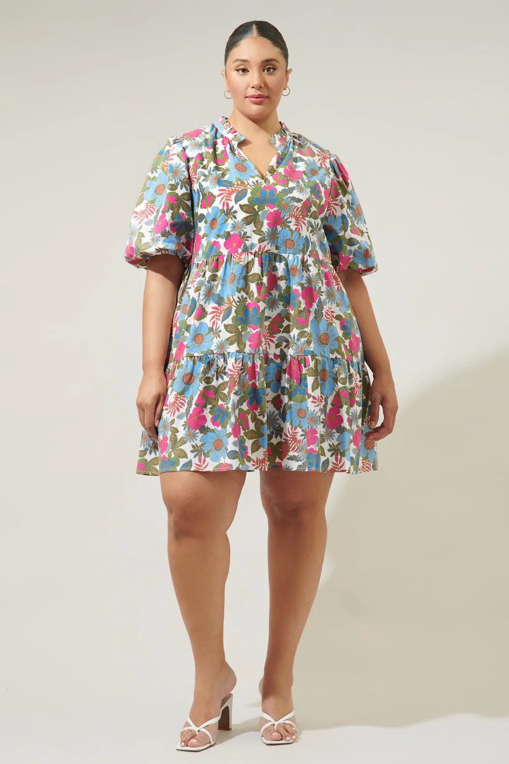 Avitall Floral Jacey Babydoll Mini Dress Curve