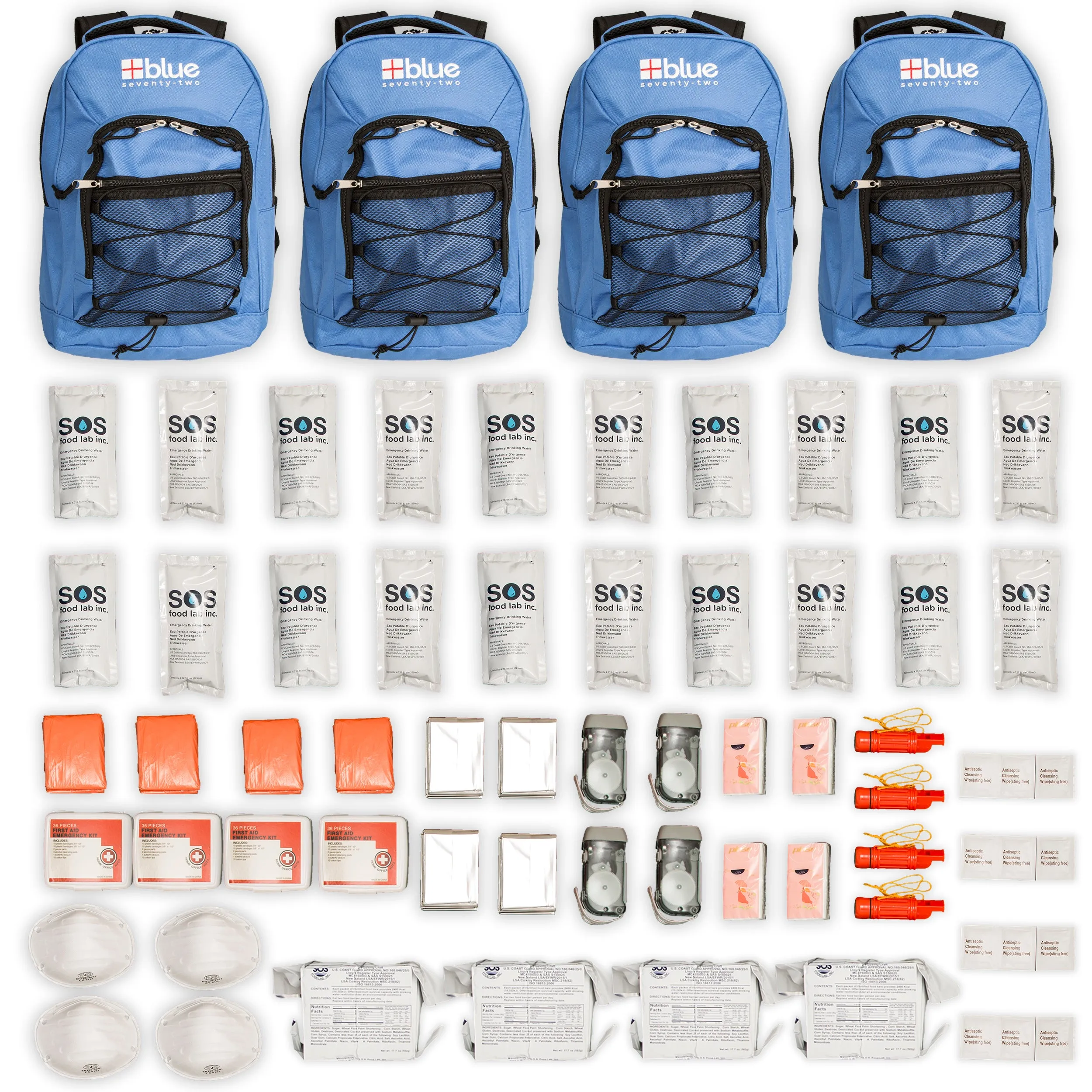 Blue Seventy-Two Family Pack - 4 x 3 Day Emergency Kits for 1 Person