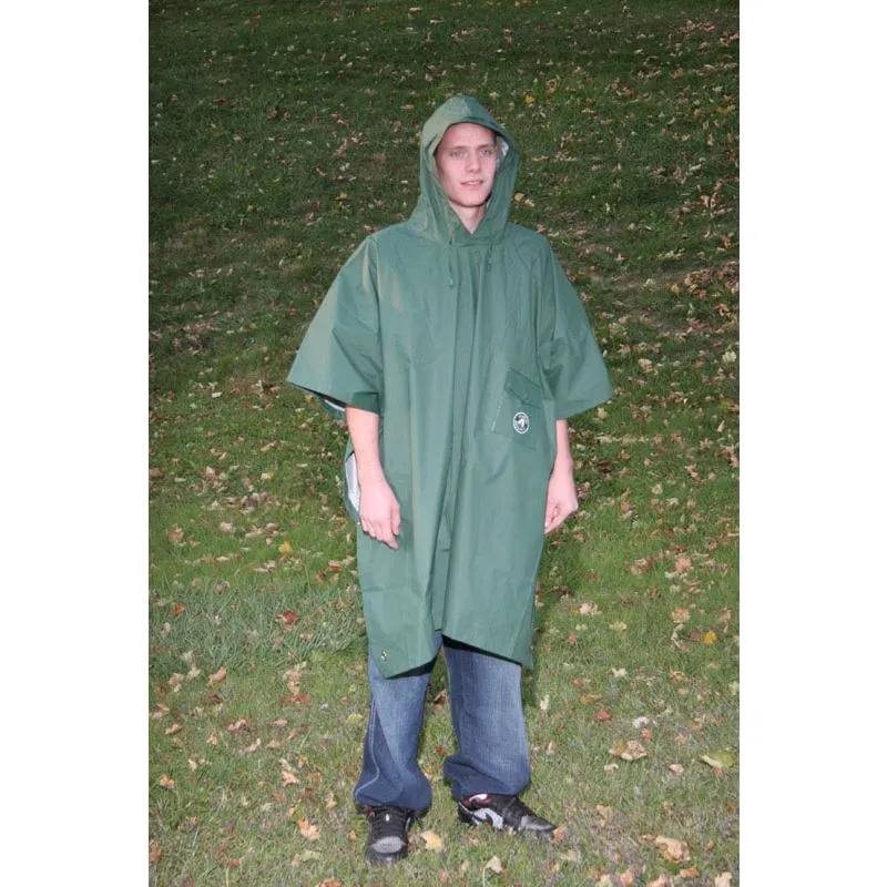 Boulder Creek Green PVC-Coated Nylon Rain Poncho One Size Fits All