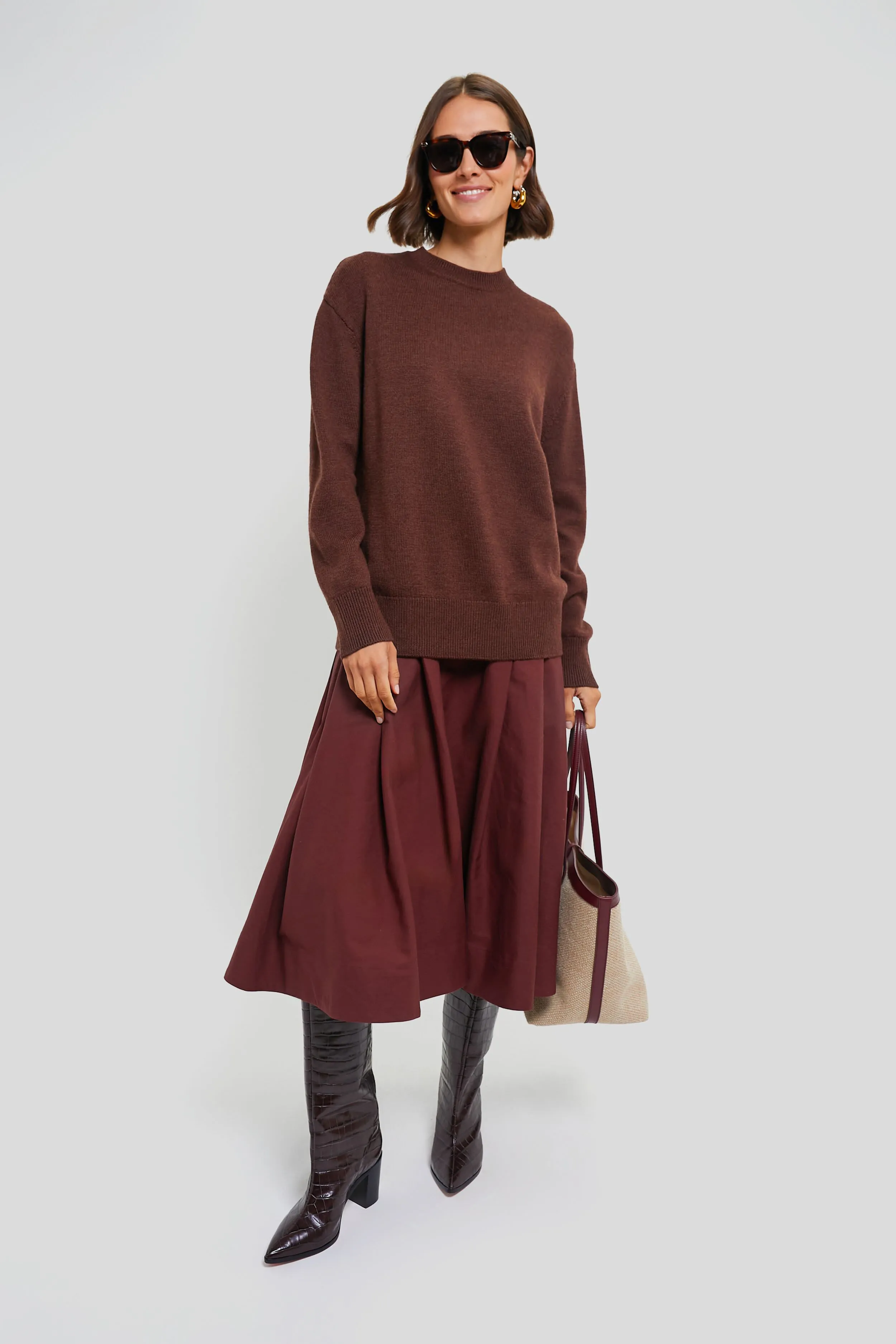 Burgundy Kerith Solid Sportswear Knitted Combo Dress