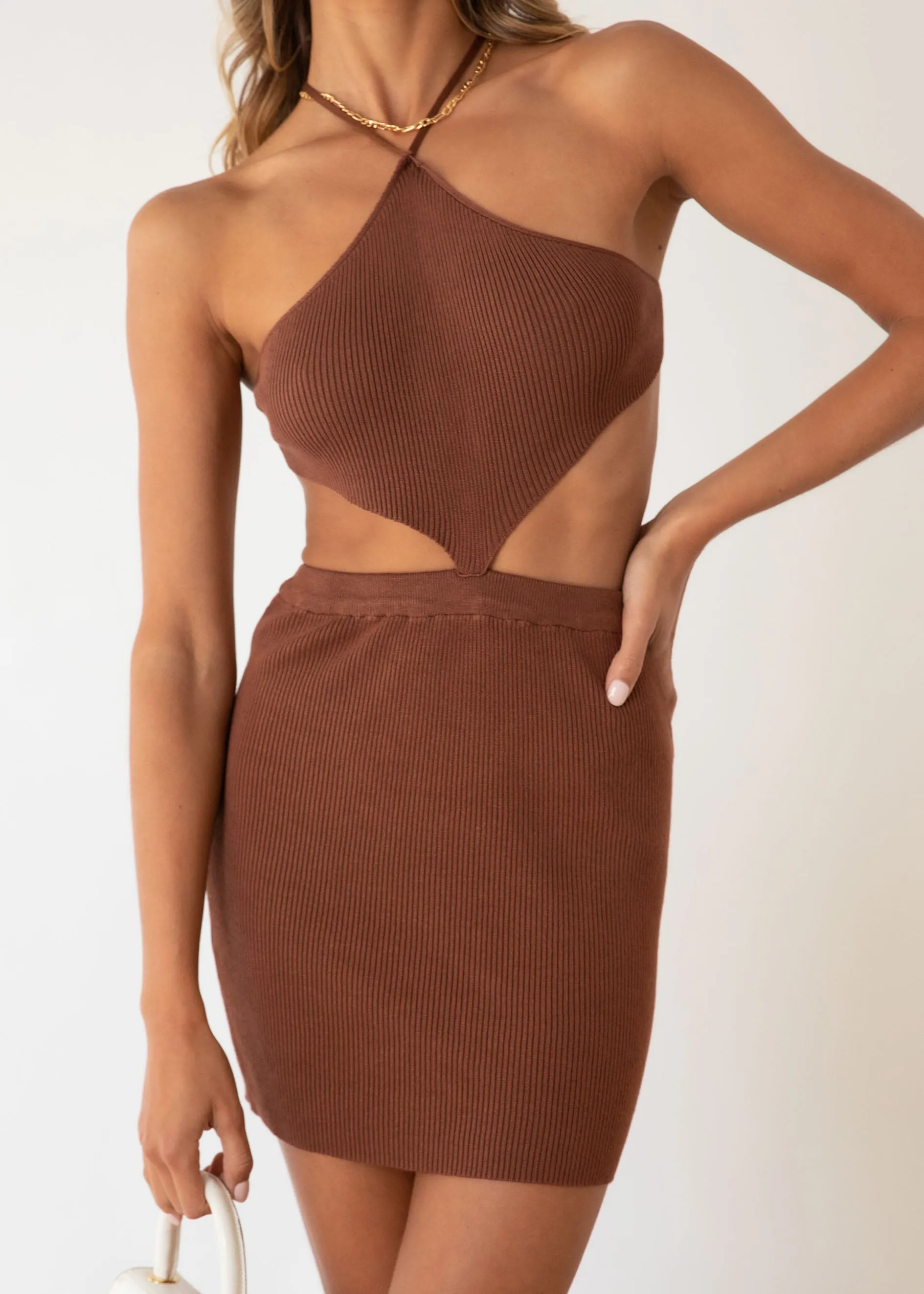 Cabana Days Cut Out Knit Dress - Chocolate