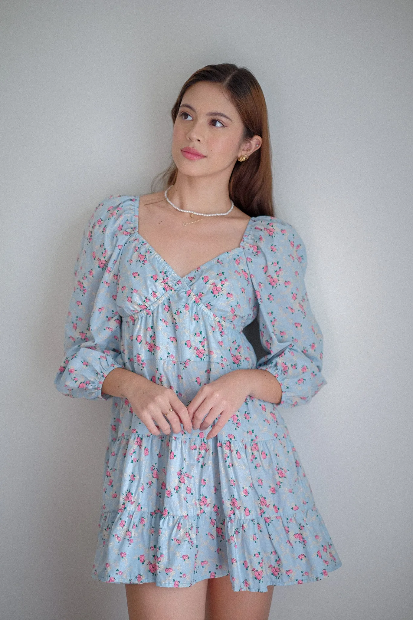 Caroline baby doll dress - blue floral