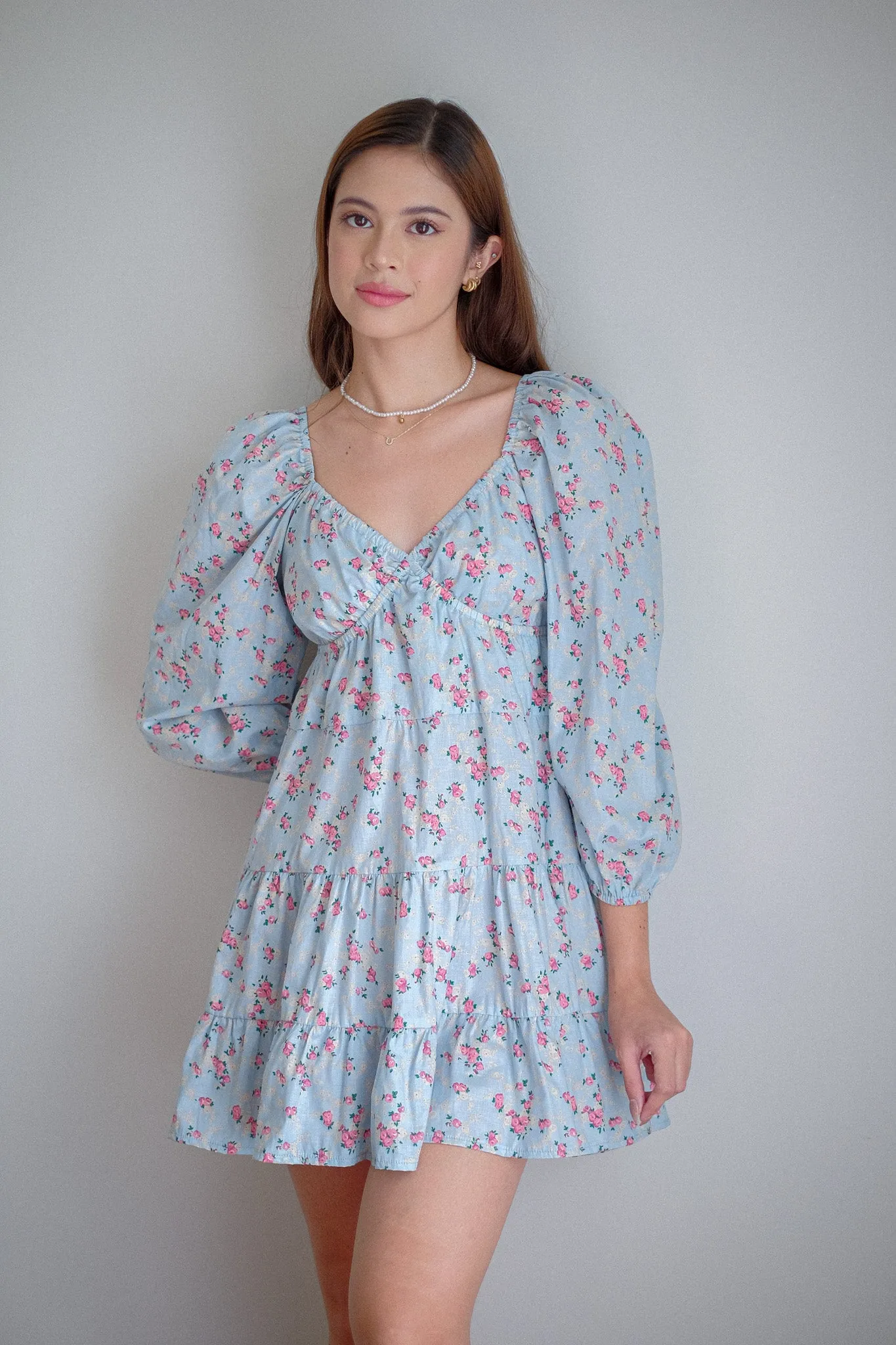 Caroline baby doll dress - blue floral