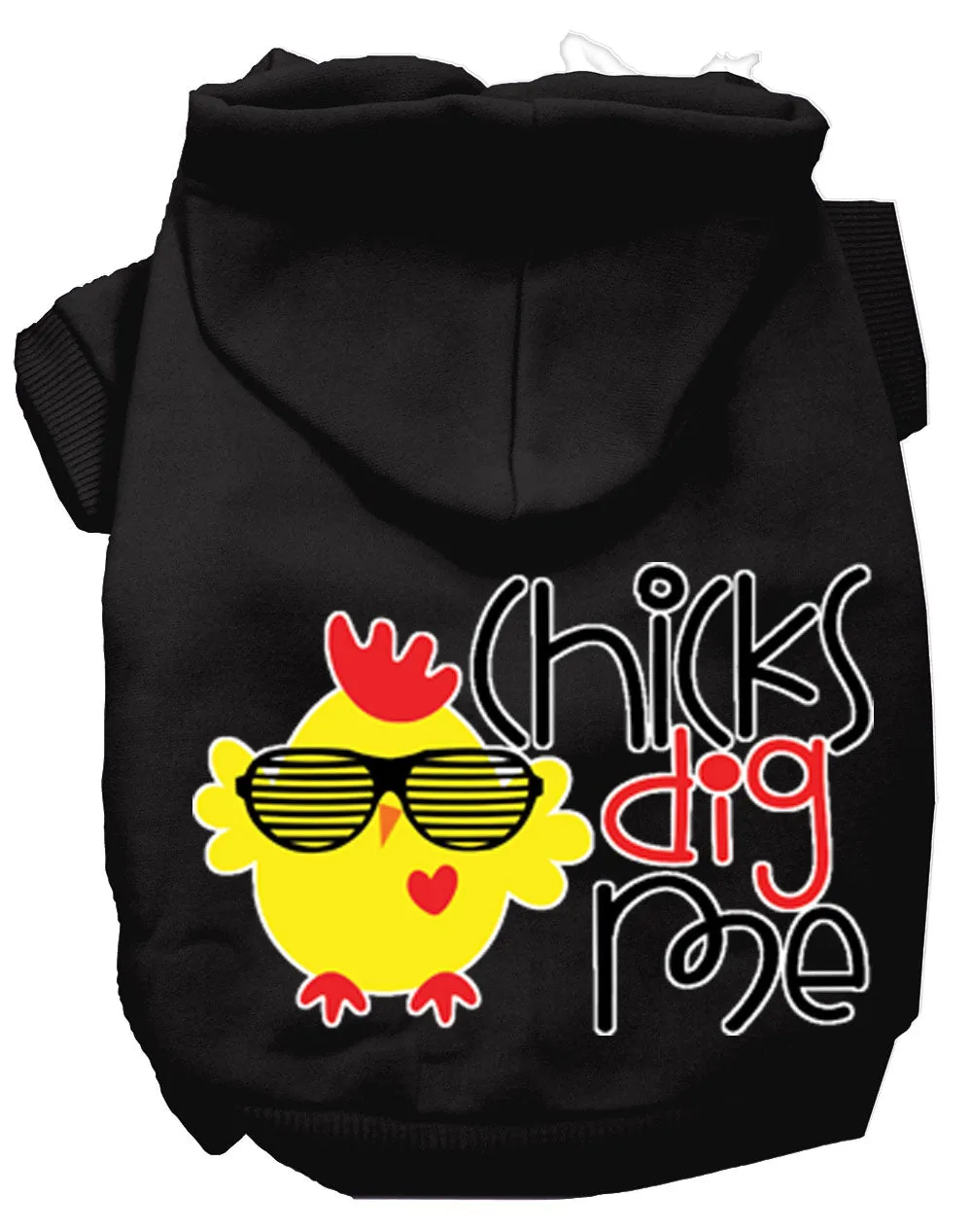 Chicks Dig Me Screen Print Dog Hoodie Black Xxl