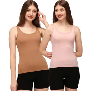 Cotton Spandex Camisole with Lace Detailing (Pack of 2) SC-10