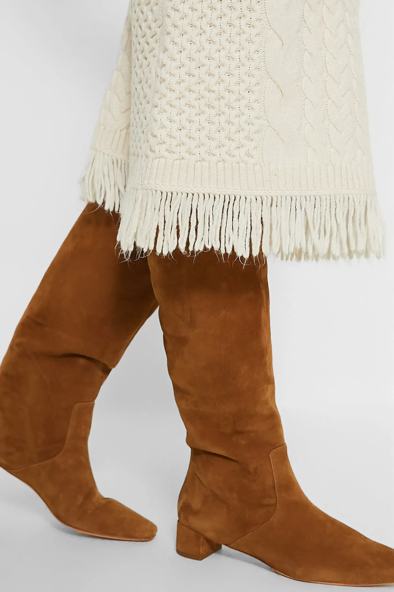 Cream Freya Fringe Sweater Dress