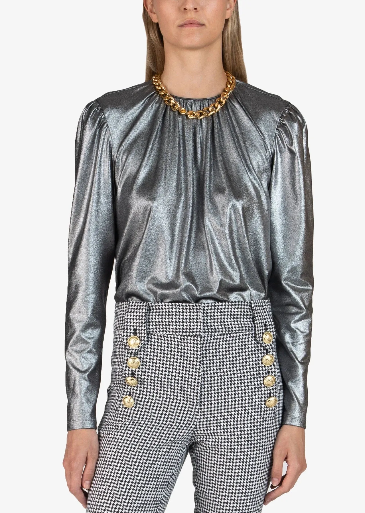 Derek Lam 10 Crosby - Kary L/S Blouse in Silver