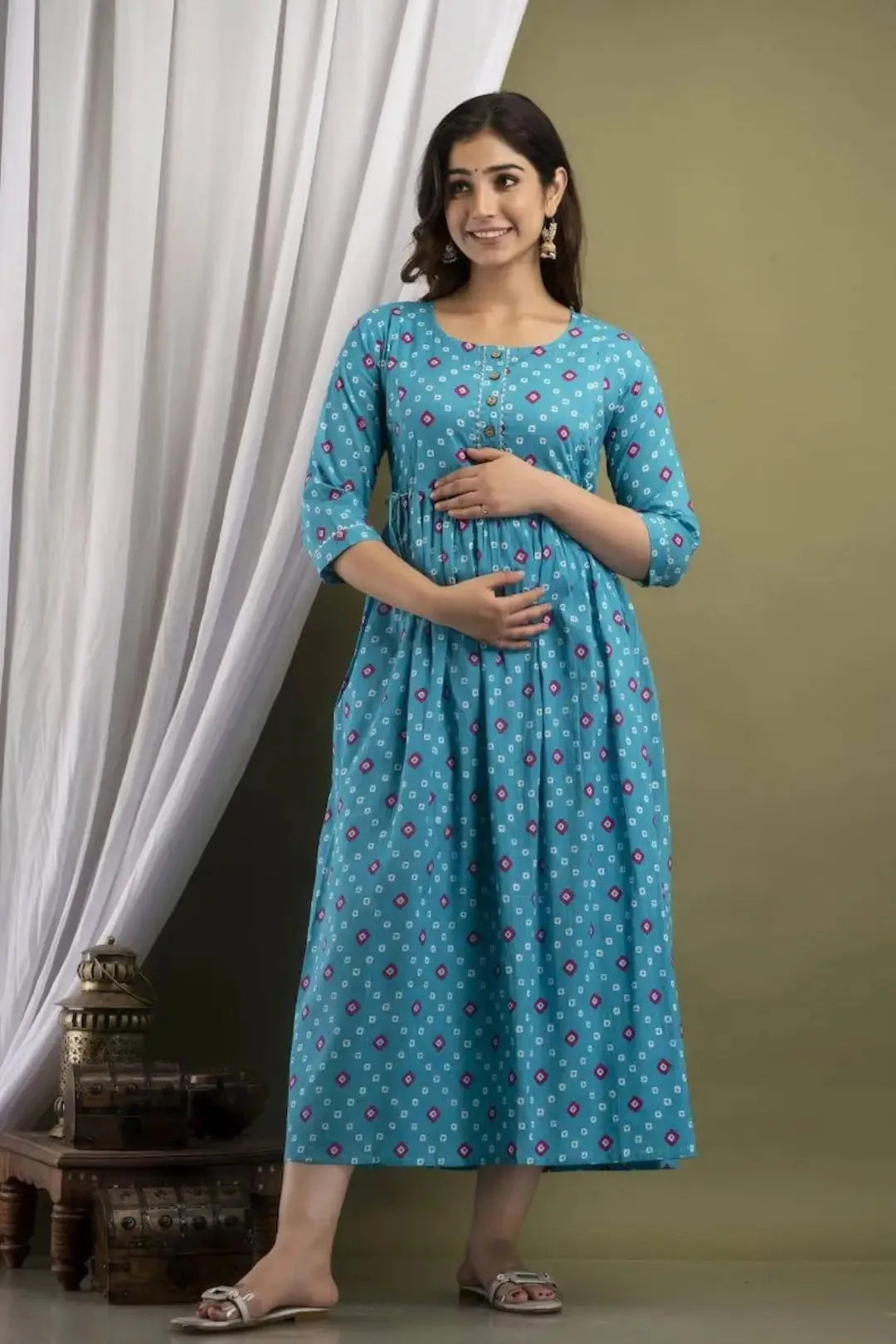 Desert Sky Bandhini Maternity Feeding Kurta