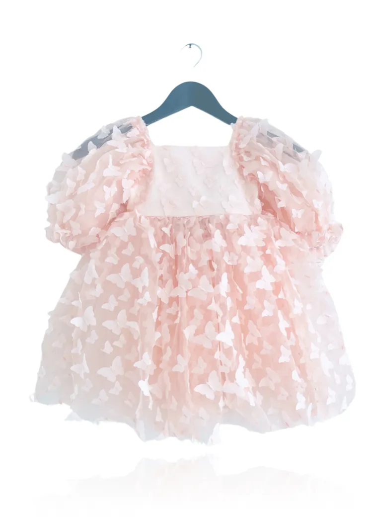 DOLLY by Le Petit Tom ® ALLOVER BUTTERFLIES BABYDOLL DRESS dollypink