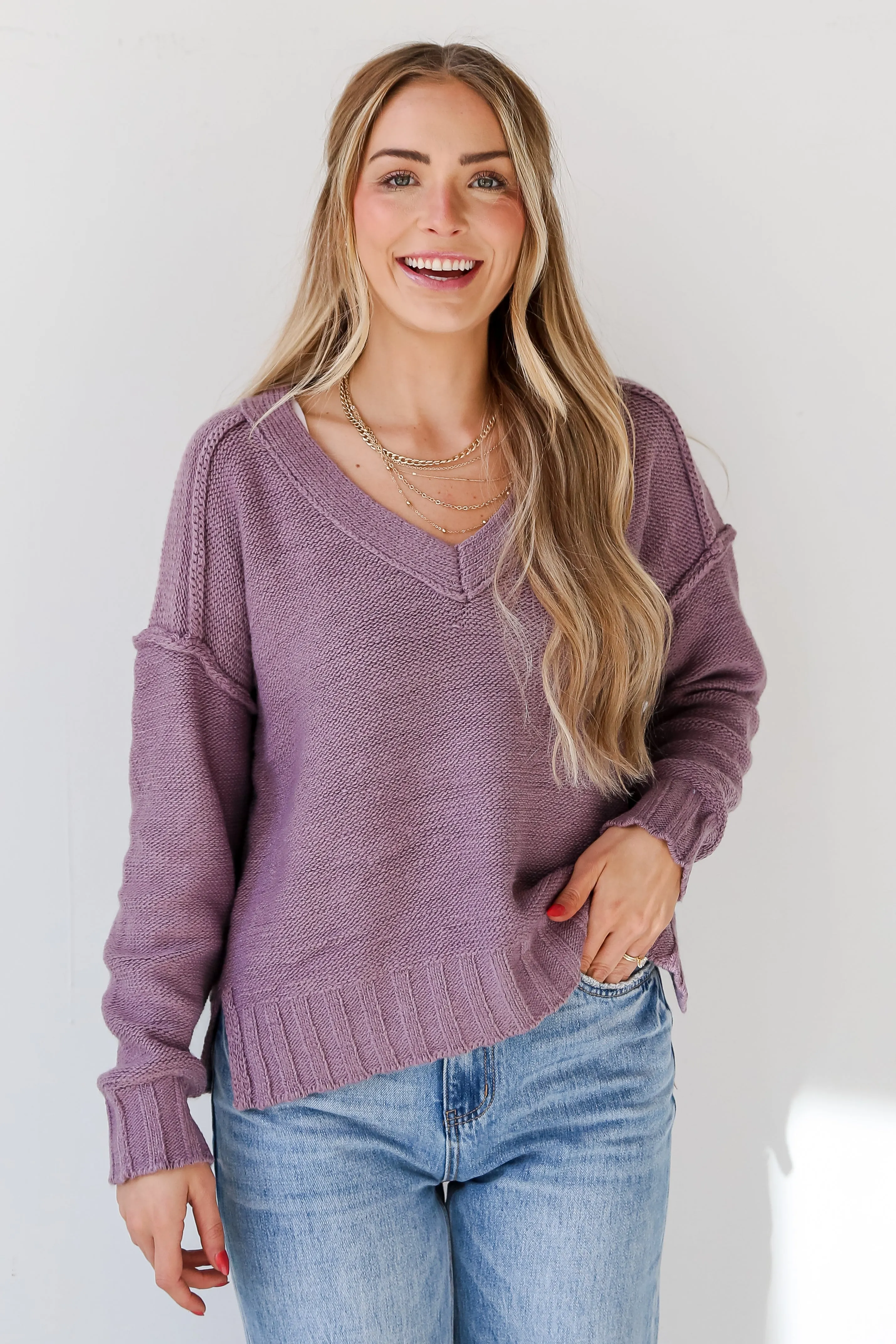 FINAL SALE - Charmingly Cuddly Plum Oversized Sweater