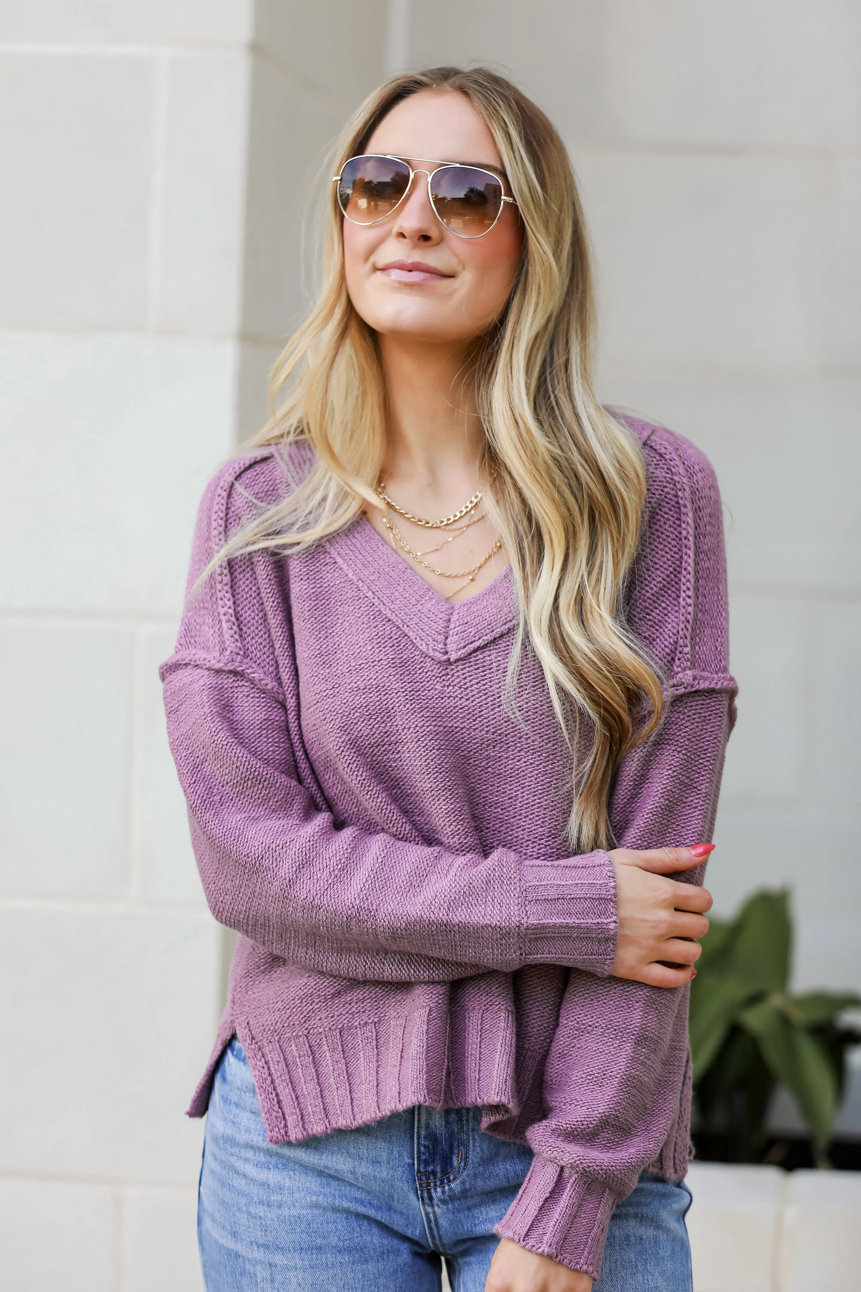 FINAL SALE - Charmingly Cuddly Plum Oversized Sweater