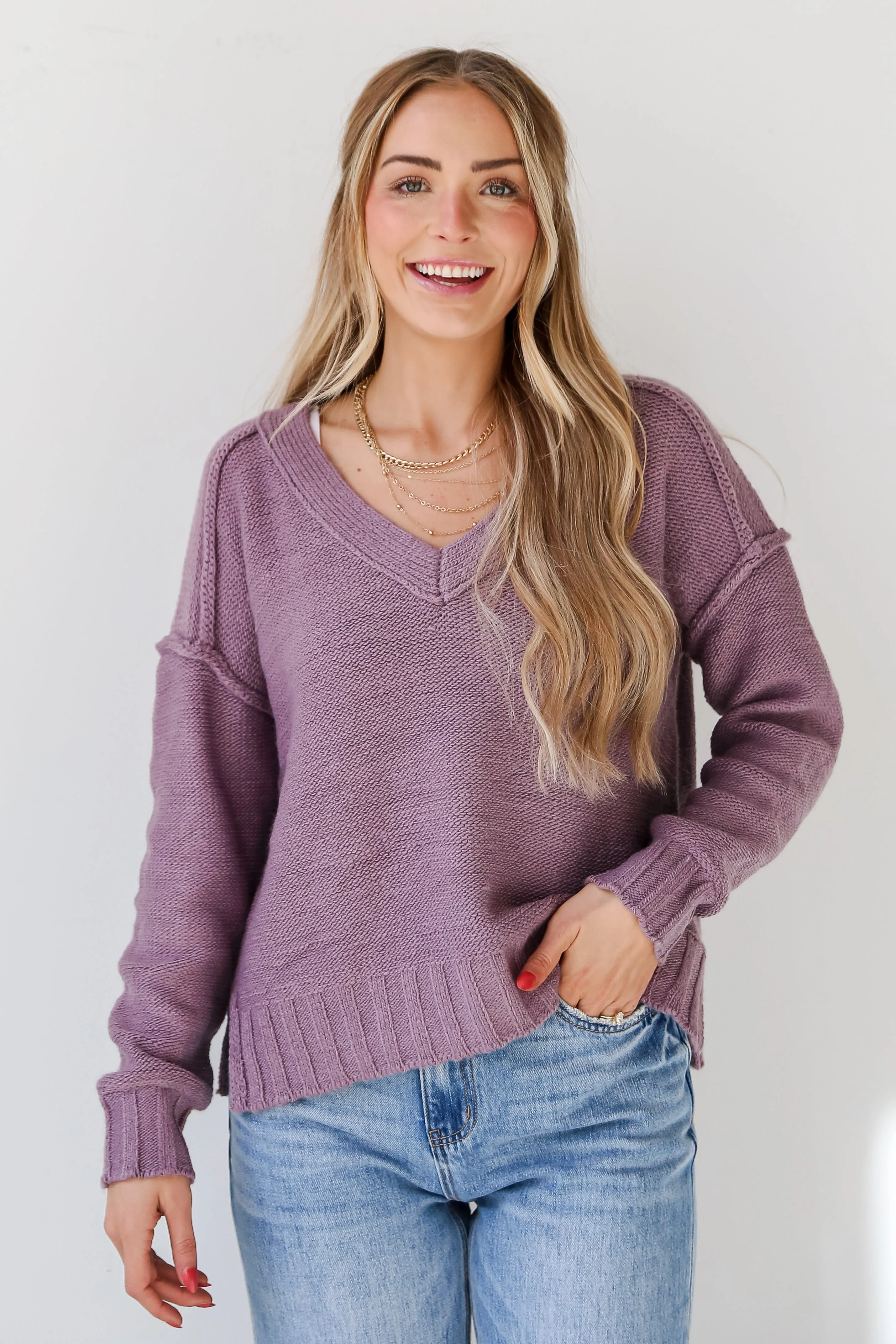 FINAL SALE - Charmingly Cuddly Plum Oversized Sweater