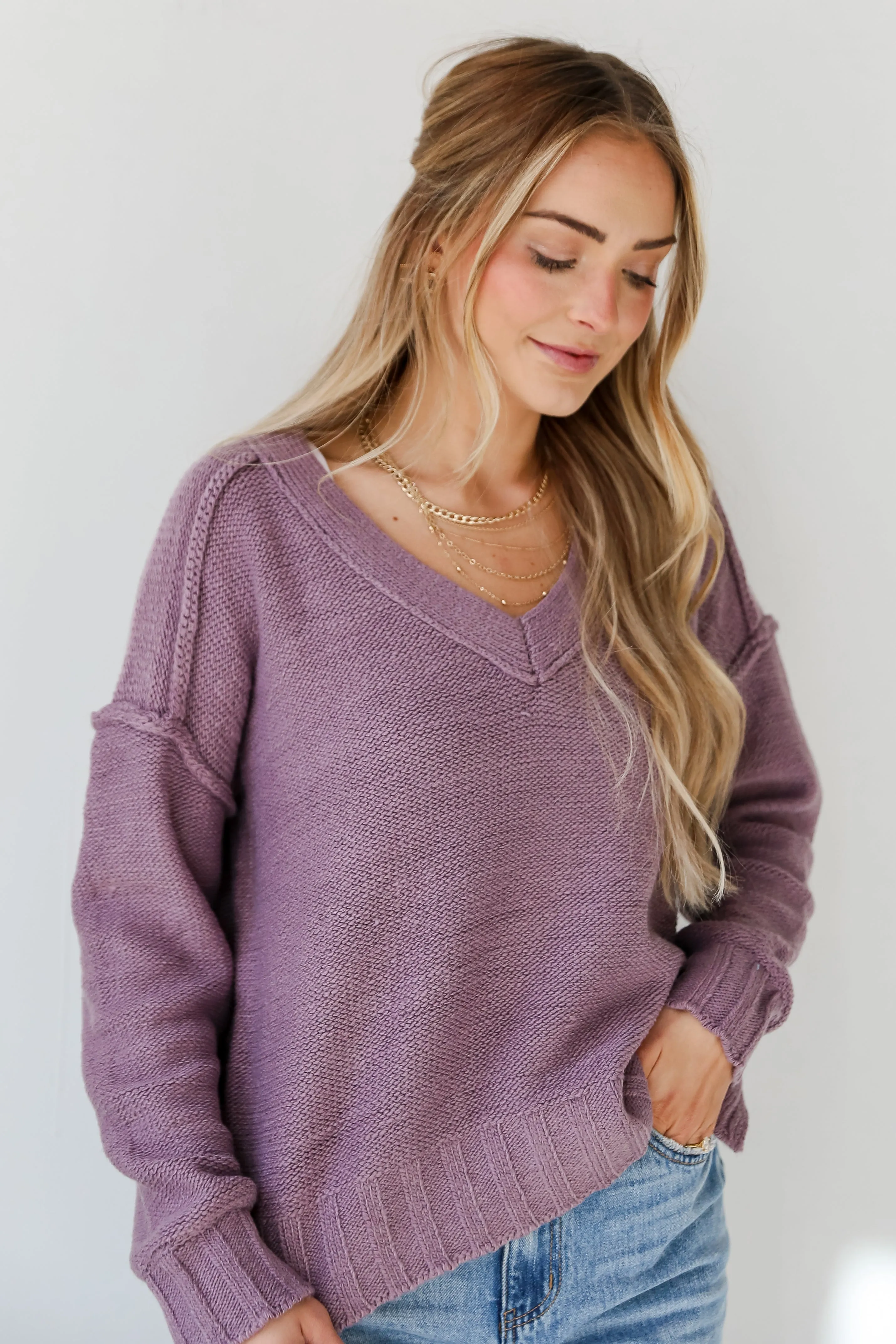 FINAL SALE - Charmingly Cuddly Plum Oversized Sweater