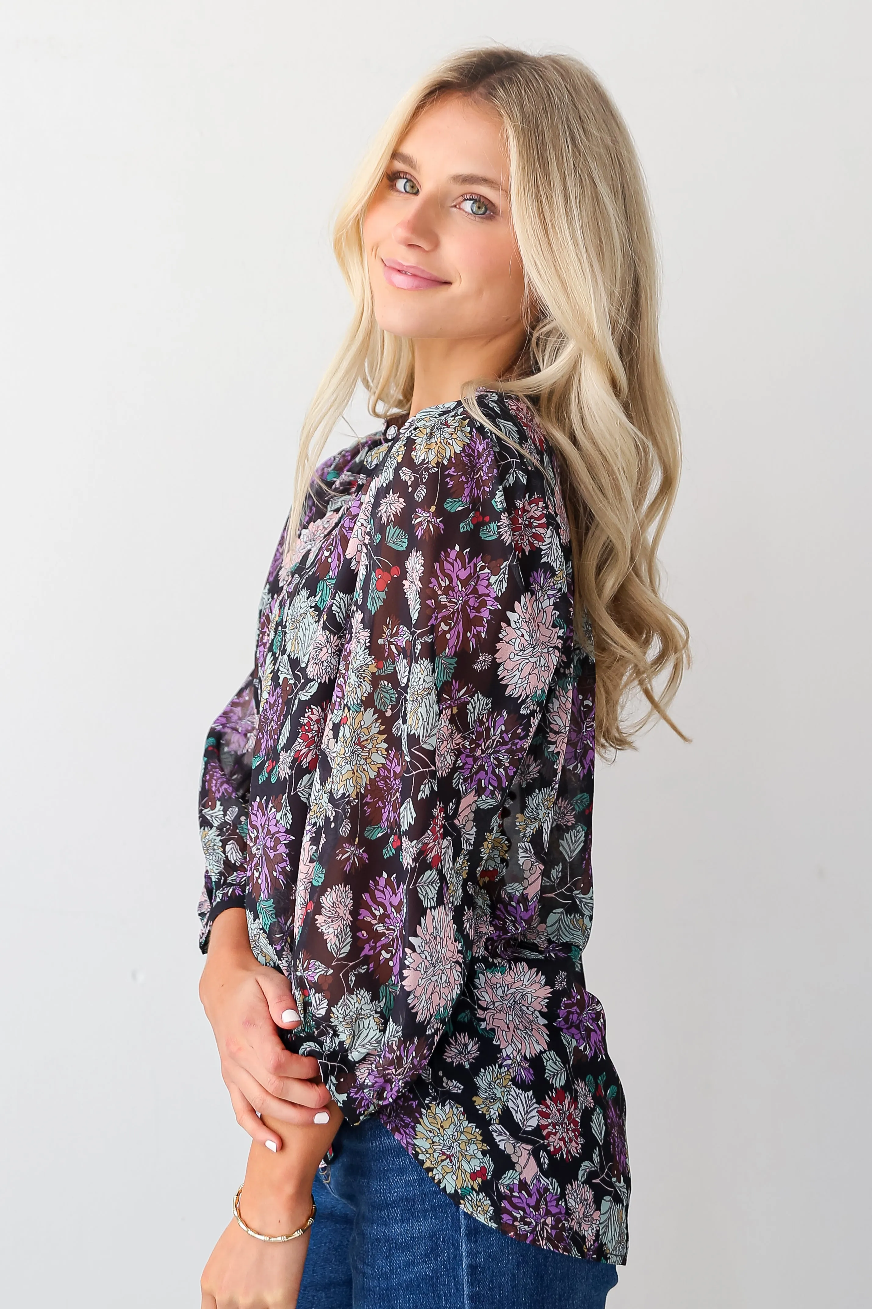 FINAL SALE - In My Dreams Black Floral Blouse