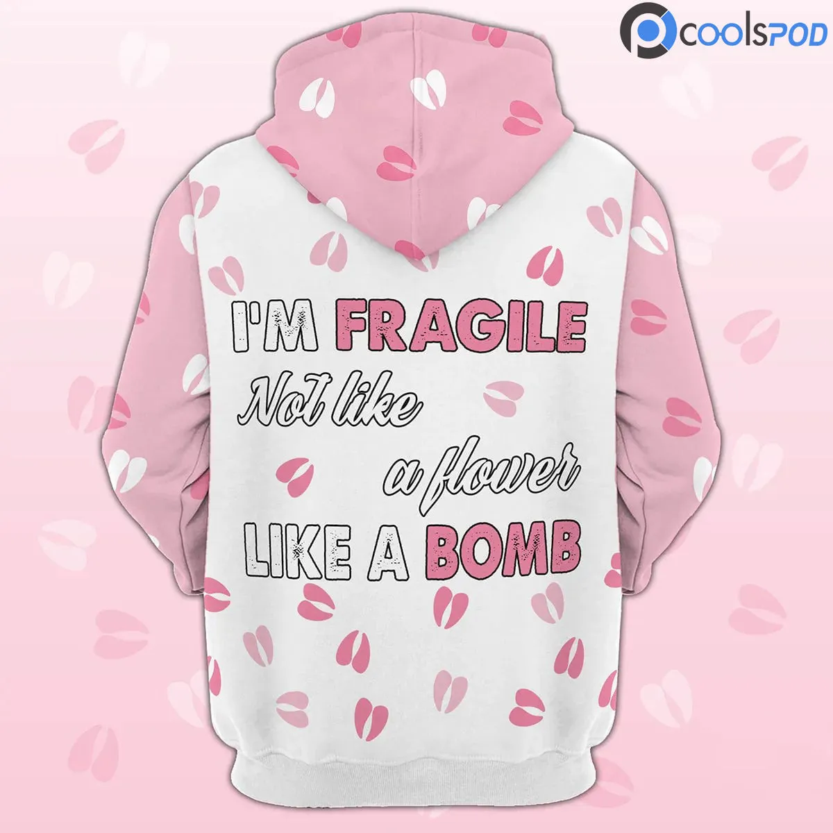 Fleckvieh Hoodie I'm Fragile Not Like A Flower Like A Bomb 3D Hoodie Women Farmer Hoodie