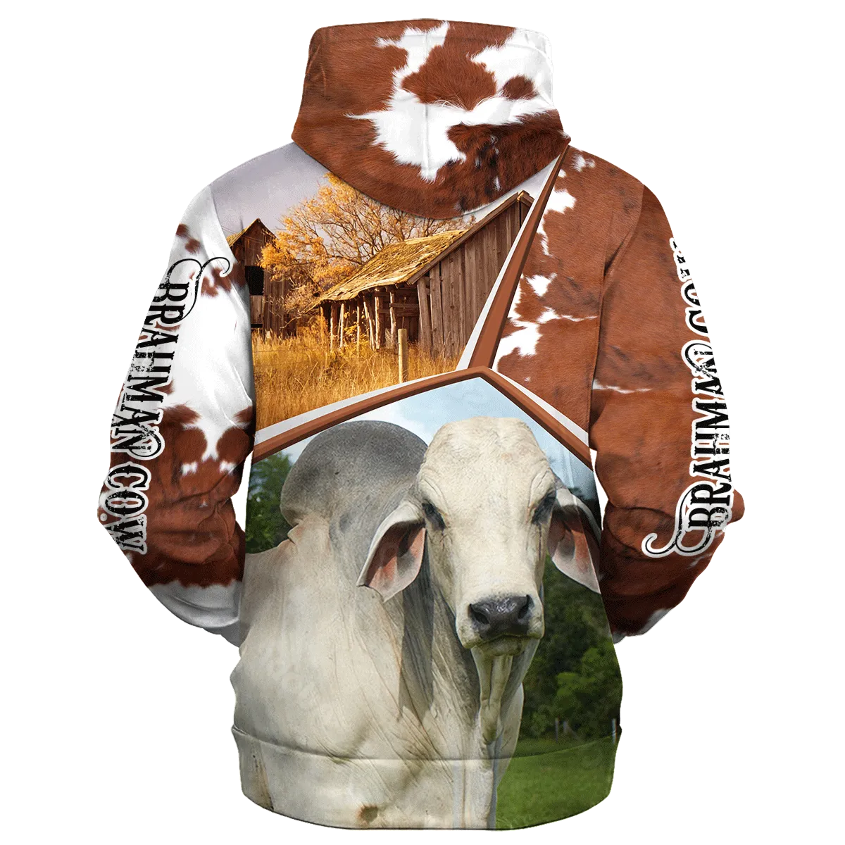 Funny Brahman Farm In The Fall Hoodie, Winter Apparel For Farm Lover