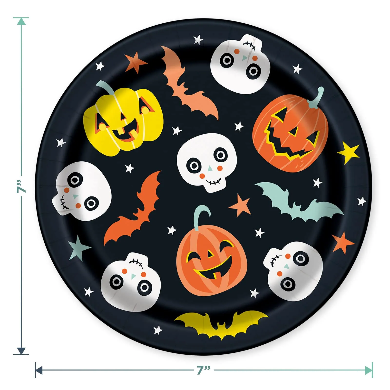 Halloween Night Back & Pastel Pumpkin Paper Plates, Beverage Napkins, and Cups (Serves 16)