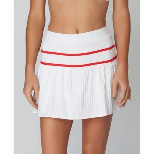 L'Etoile Knife Pleat Skirt - White/Red