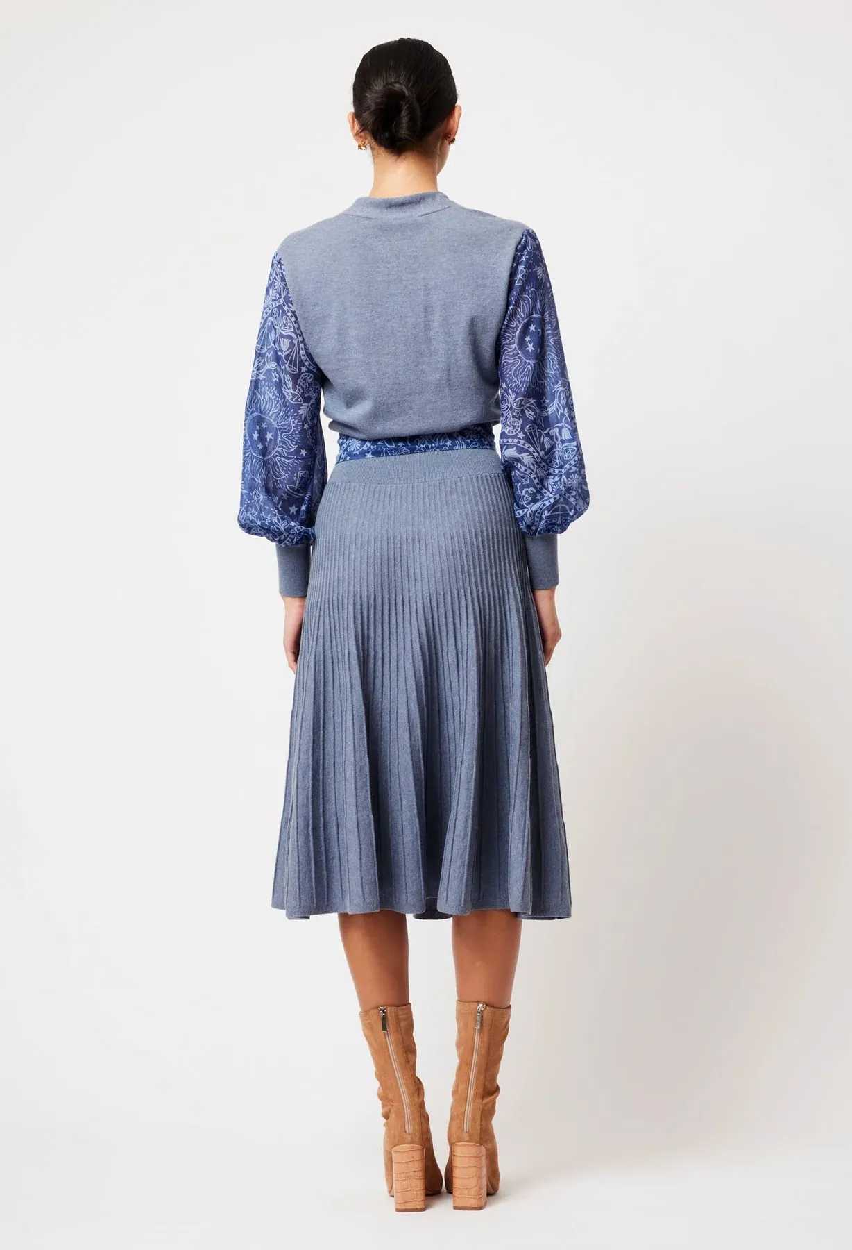 LYRA MERINO WOOL KNIT DRESS | Storm   Zodiac Print