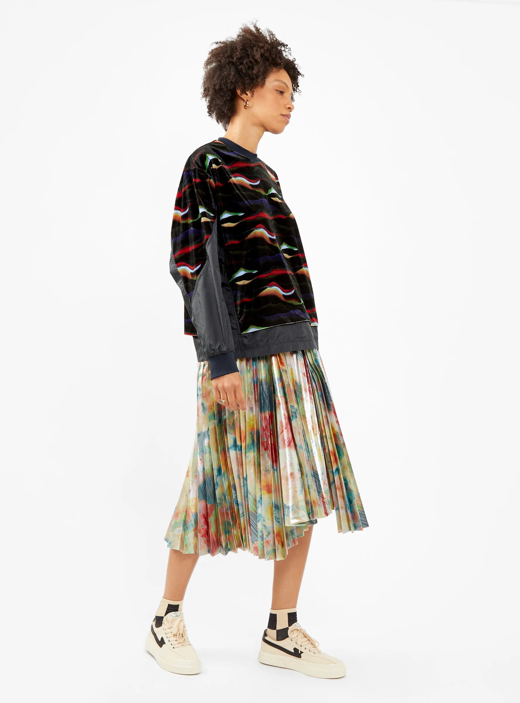 Metallic Print Skirt Silver & Multi