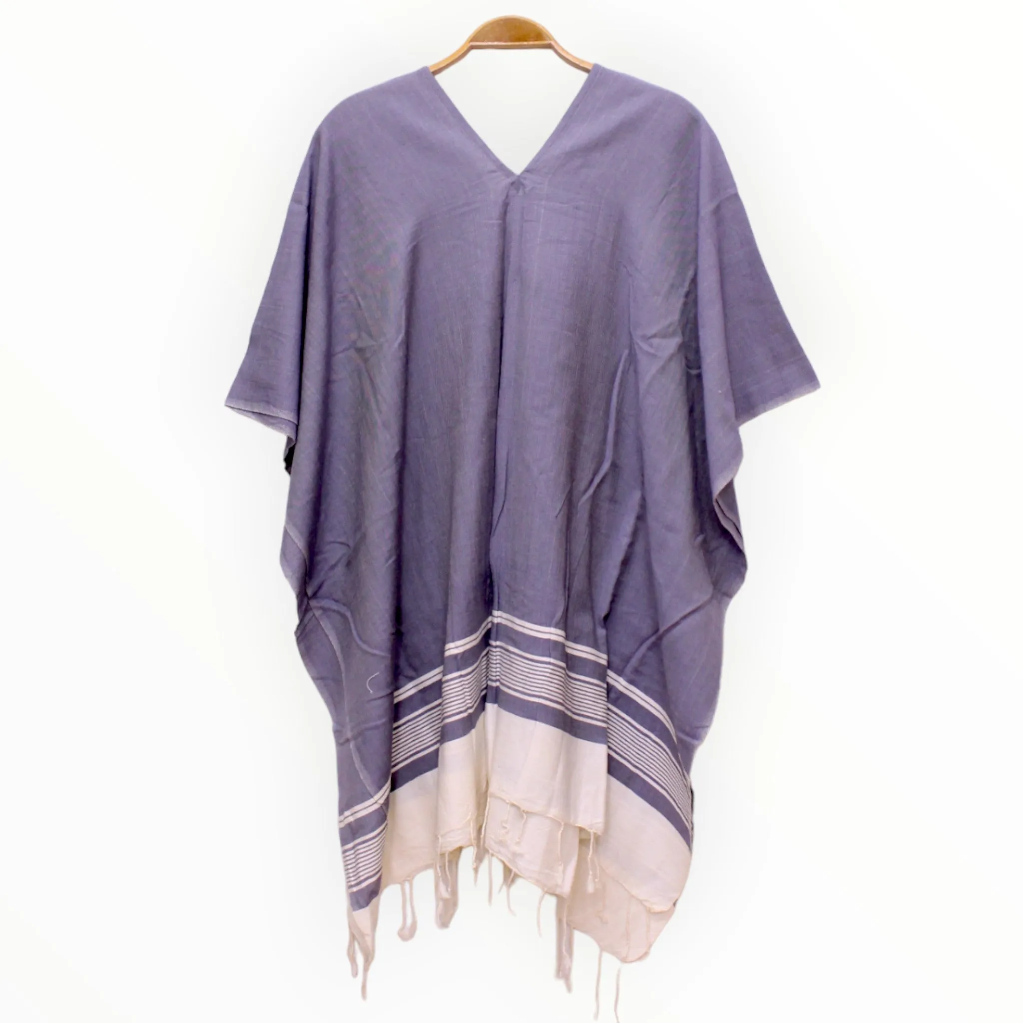 Natural Cotton Hand-Woven Turkish Towel Poncho