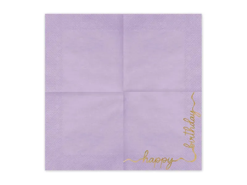 Pastel & Gold Happy Birthday Napkins (12 pack)