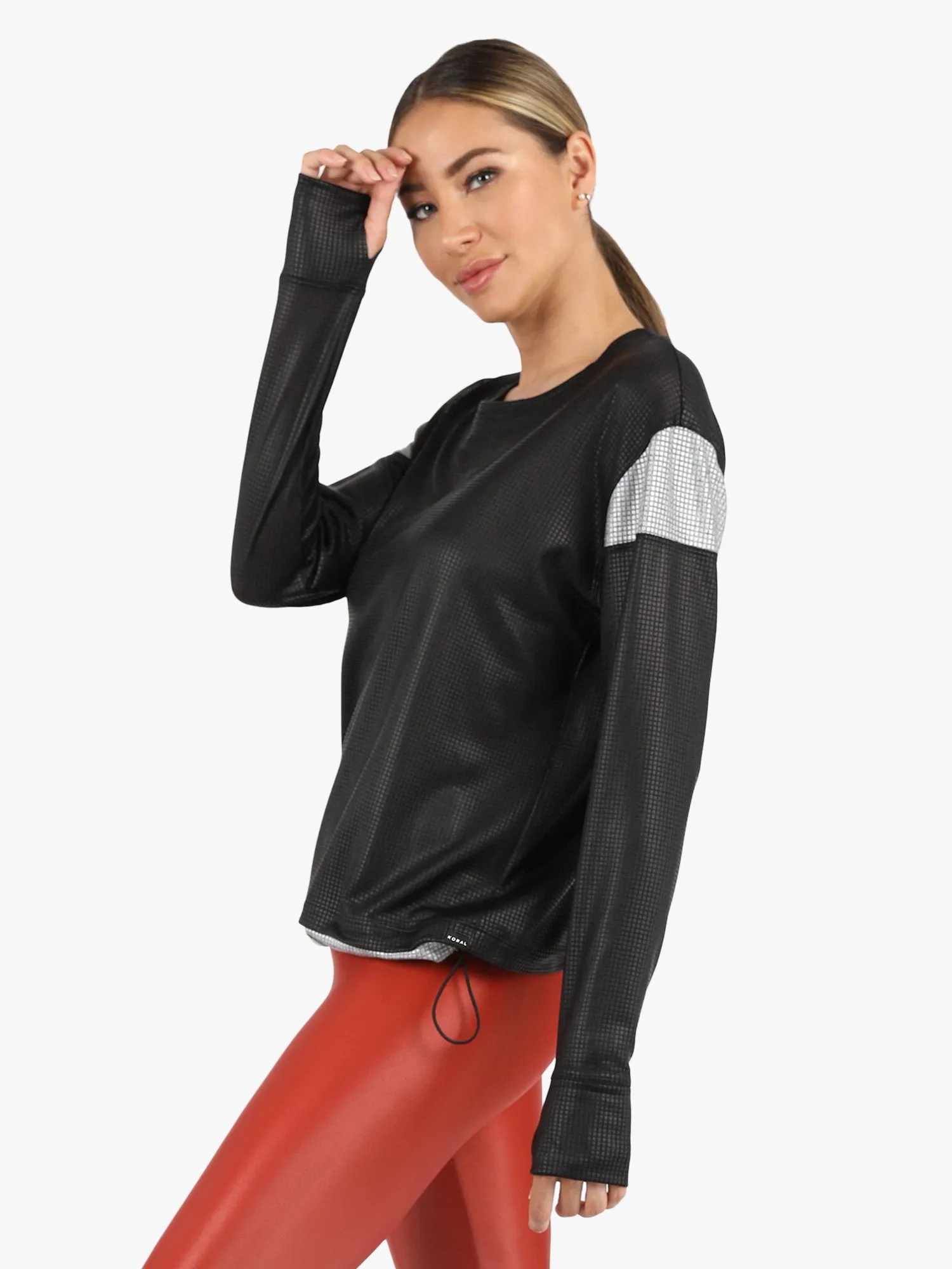 Pasto Disco L/S Top, Black W/ Silver