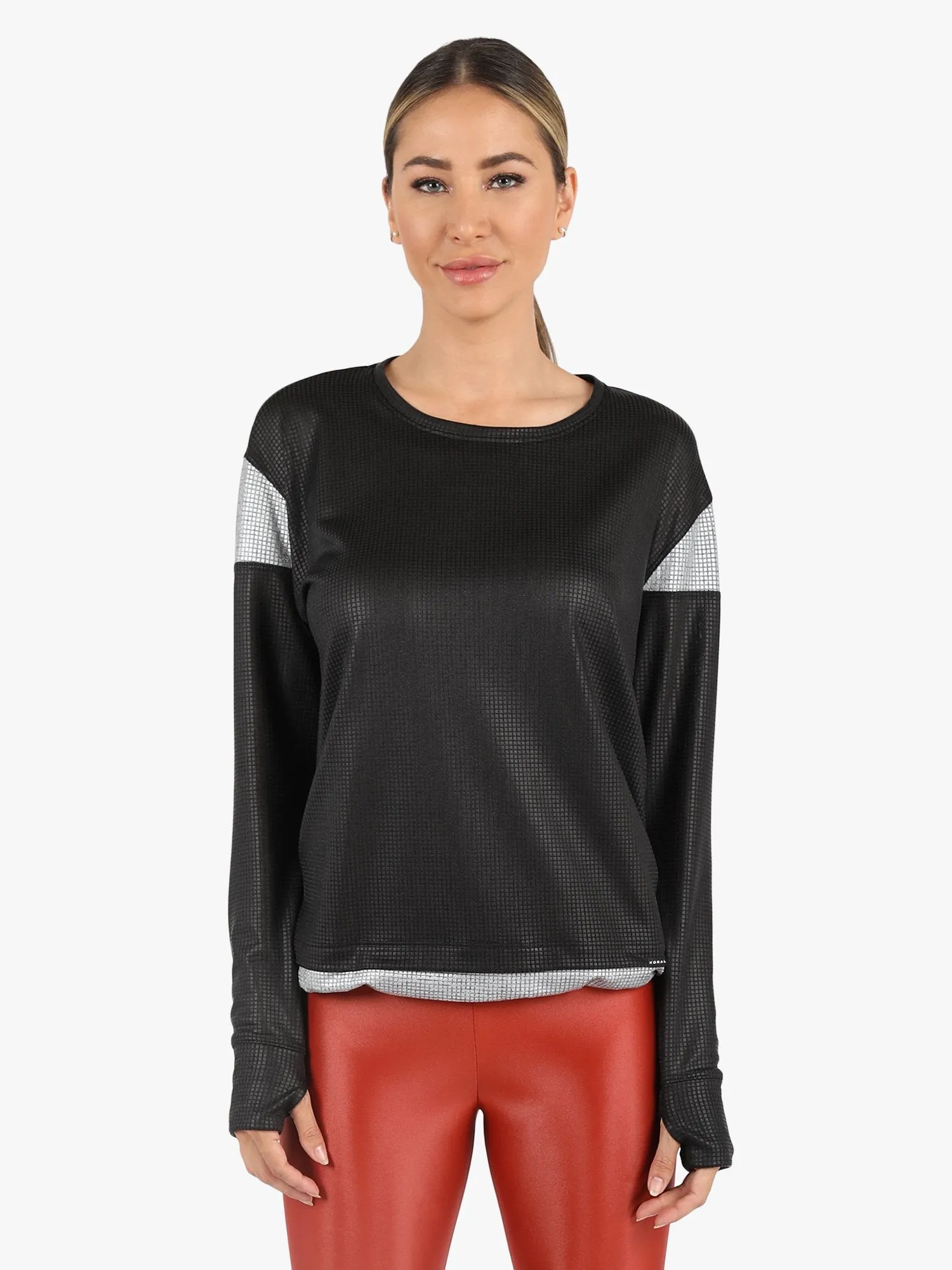 Pasto Disco L/S Top, Black W/ Silver