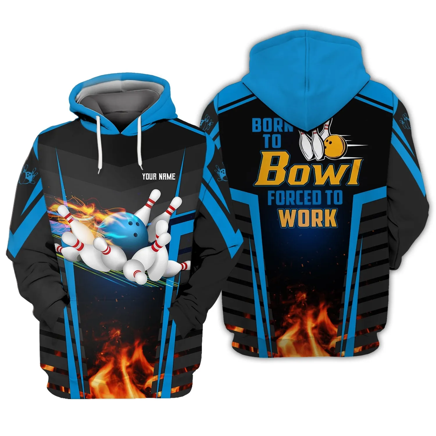 Personalized Name Born To Bowl Christmas Sweatshirt, Forced To Work 3D Bowling Printed Shirts