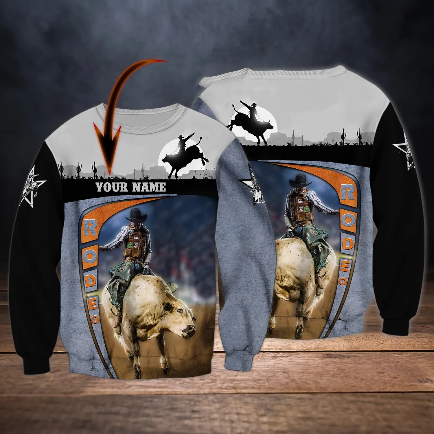 Personalized Name Rodeo Bull Riding 3D Sweatshirt, Idea gift for Bull Riding Lovers