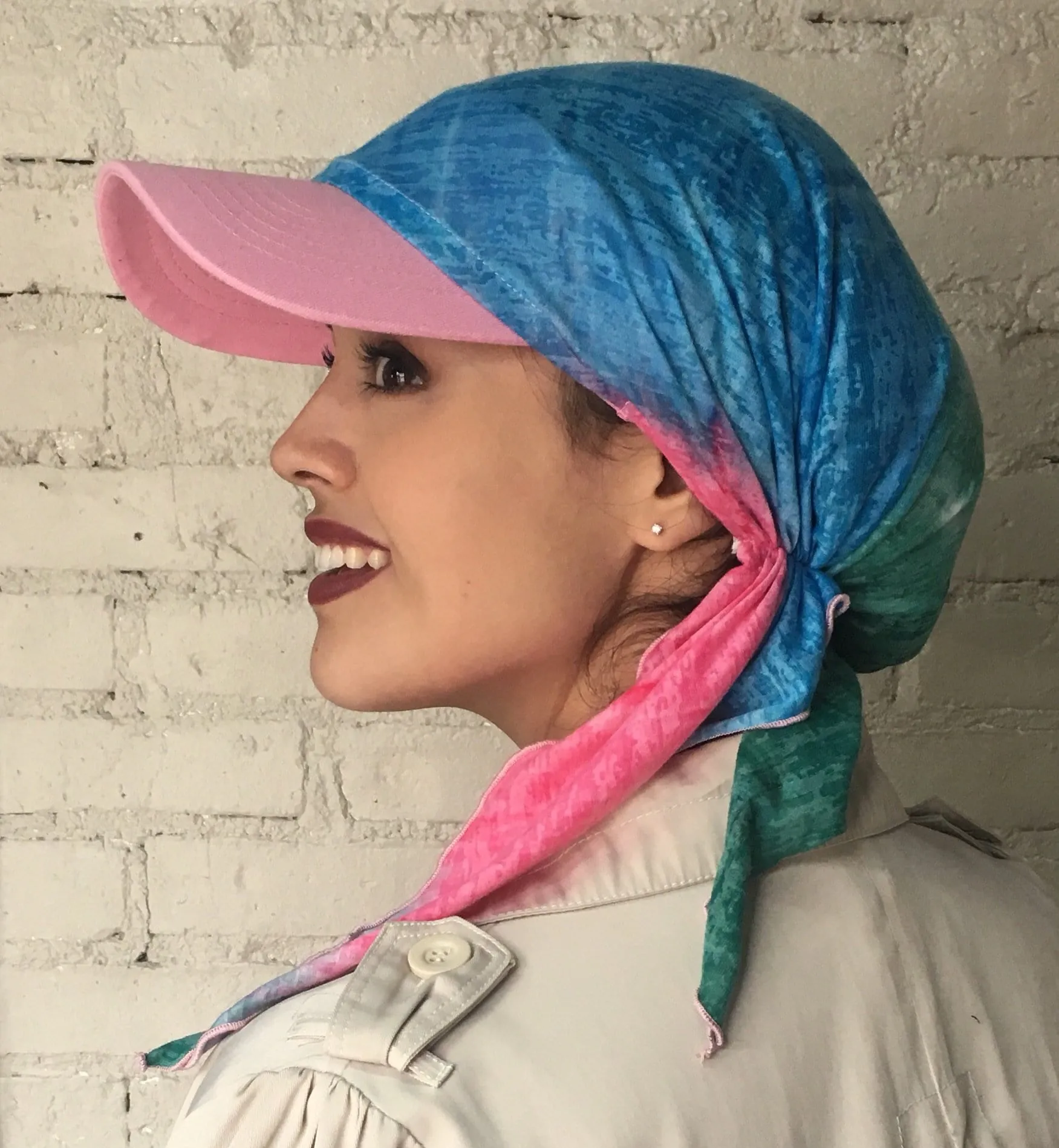 Pink Blue Green Sun Visor Hat To Conceal Hair. Head Scarf Modern Hijab Baseball Cap To Cover Your Hair