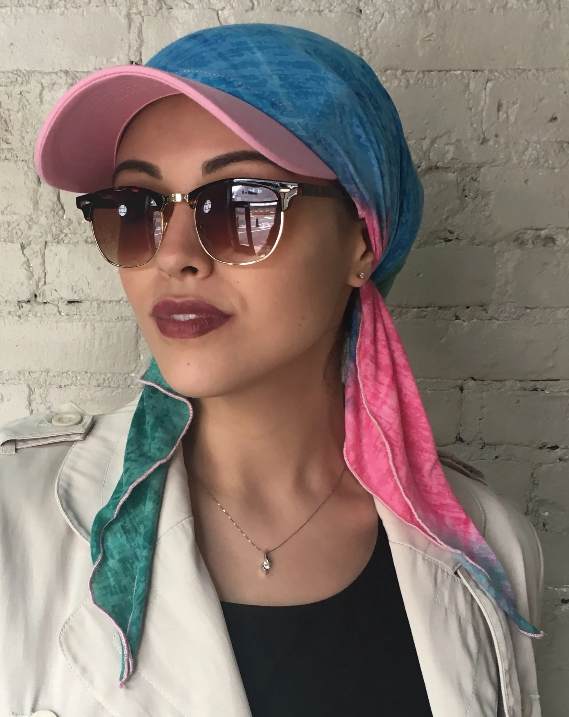 Pink Blue Green Sun Visor Hat To Conceal Hair. Head Scarf Modern Hijab Baseball Cap To Cover Your Hair