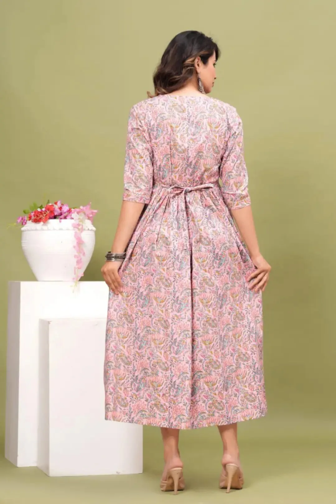 Pink Dreamscape Maternity Feeding kurta