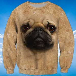 Pug Face Sweatshirt, Pug Sweatshirt, Dog Sweatshirt For Humans