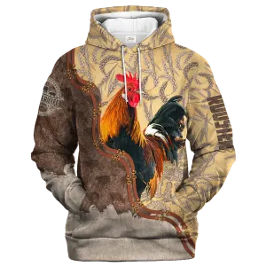 Rooster Lovers In Barley Pattern Hoodie