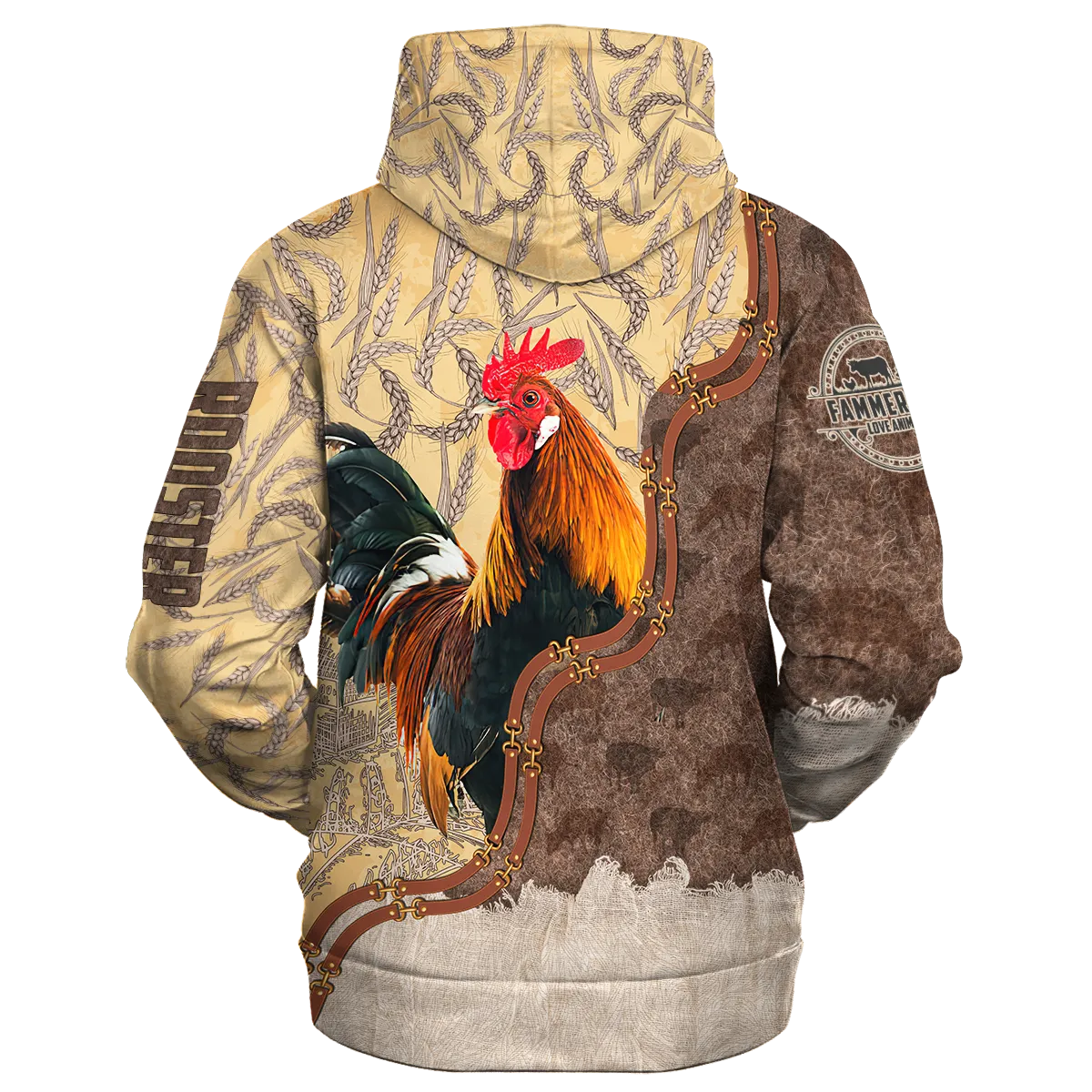 Rooster Lovers In Barley Pattern Hoodie