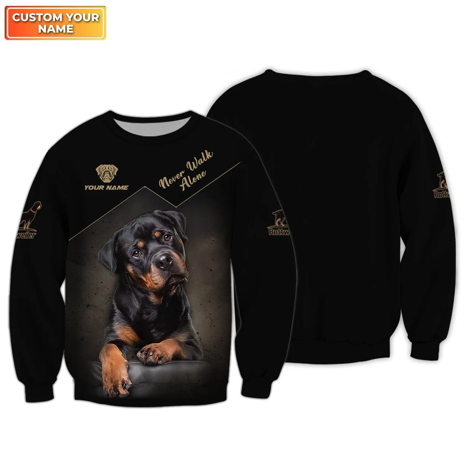 Rottweiler Custom Name 3D Sweatshirt Christmas Shirts Gift For Rottweiler Lovers