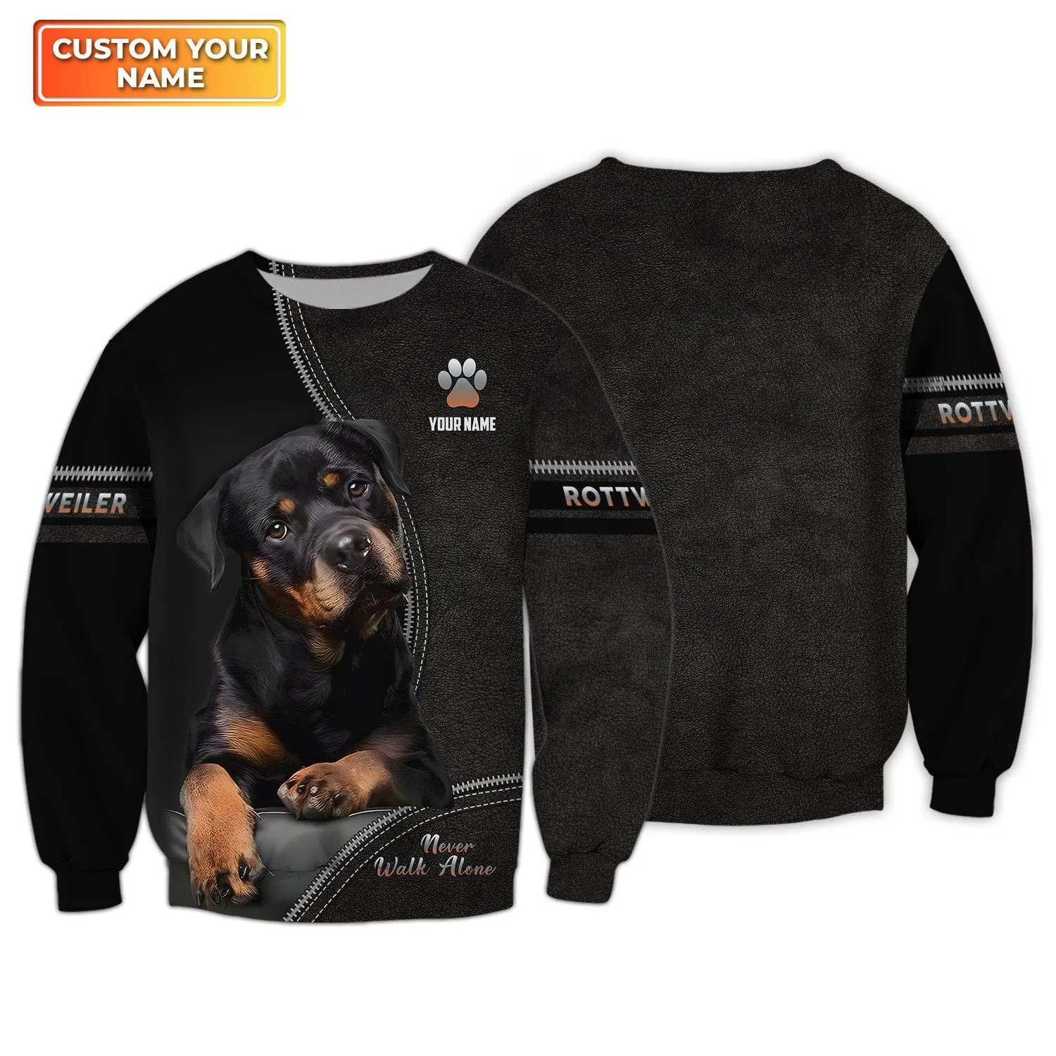 Rottweiler Custom Name 3D Sweatshirt Christmas Shirts Gift For Rottweiler Lovers