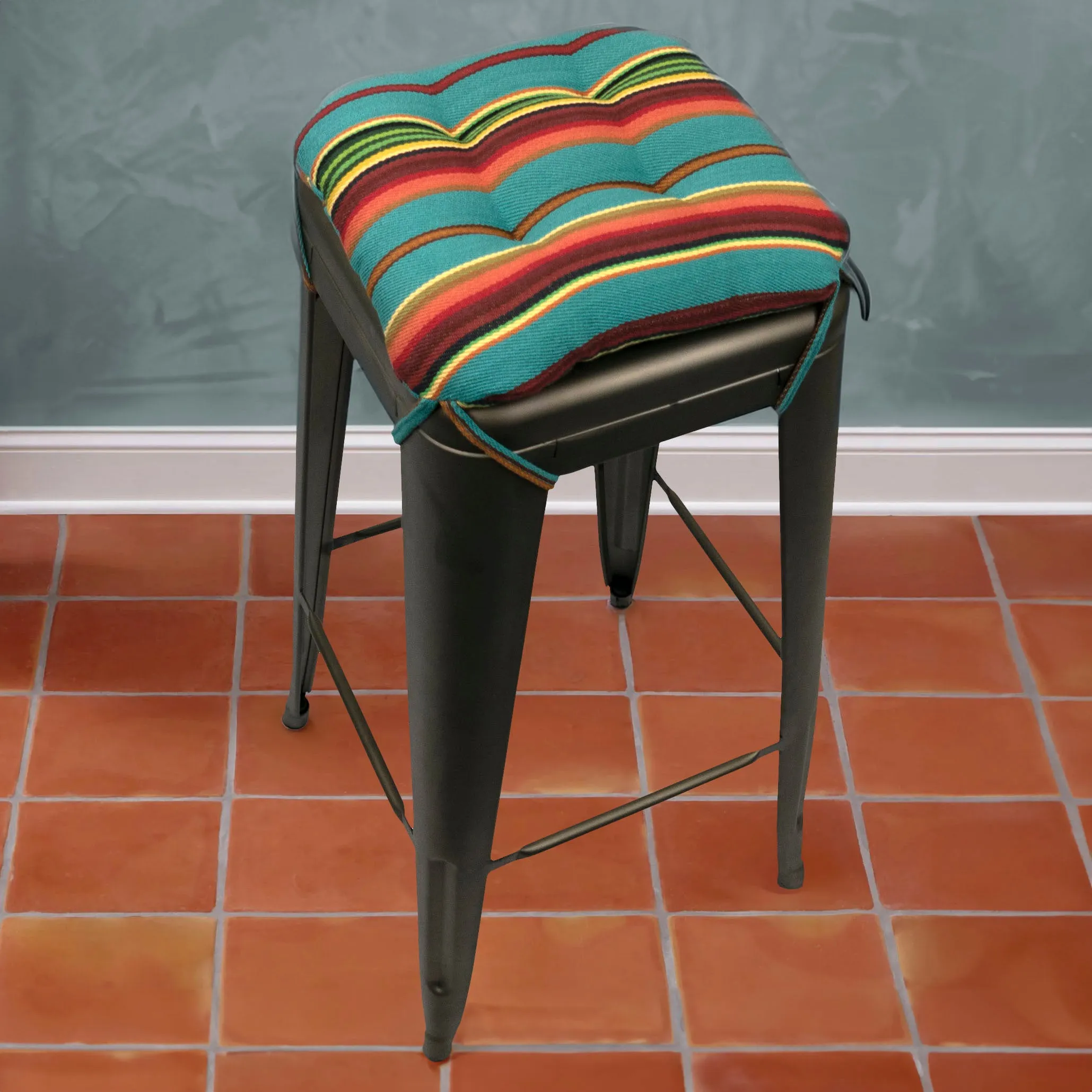 Santa Fe Serape Stripe Square Industrial Bar Stool Cushion - 12" Multi