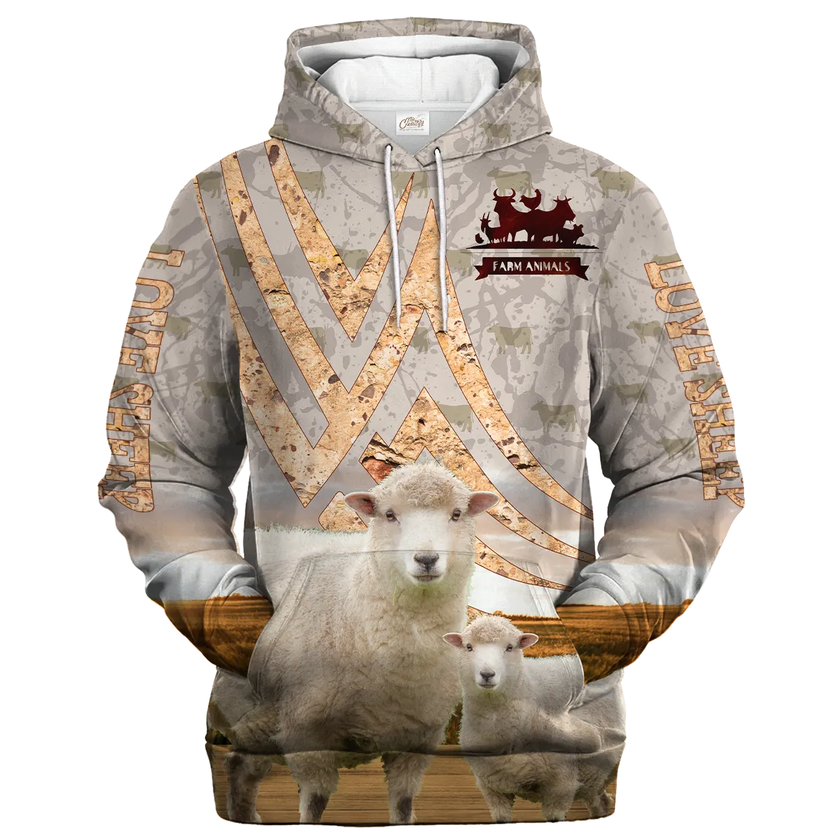 Sheep On A Stone Background Hoodie