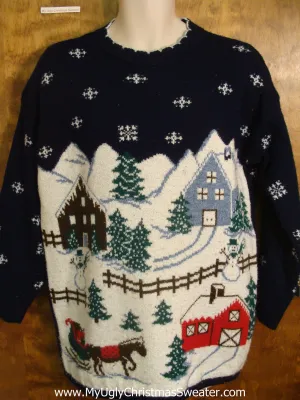 Snowy Scene Tacky Xmas Sweater