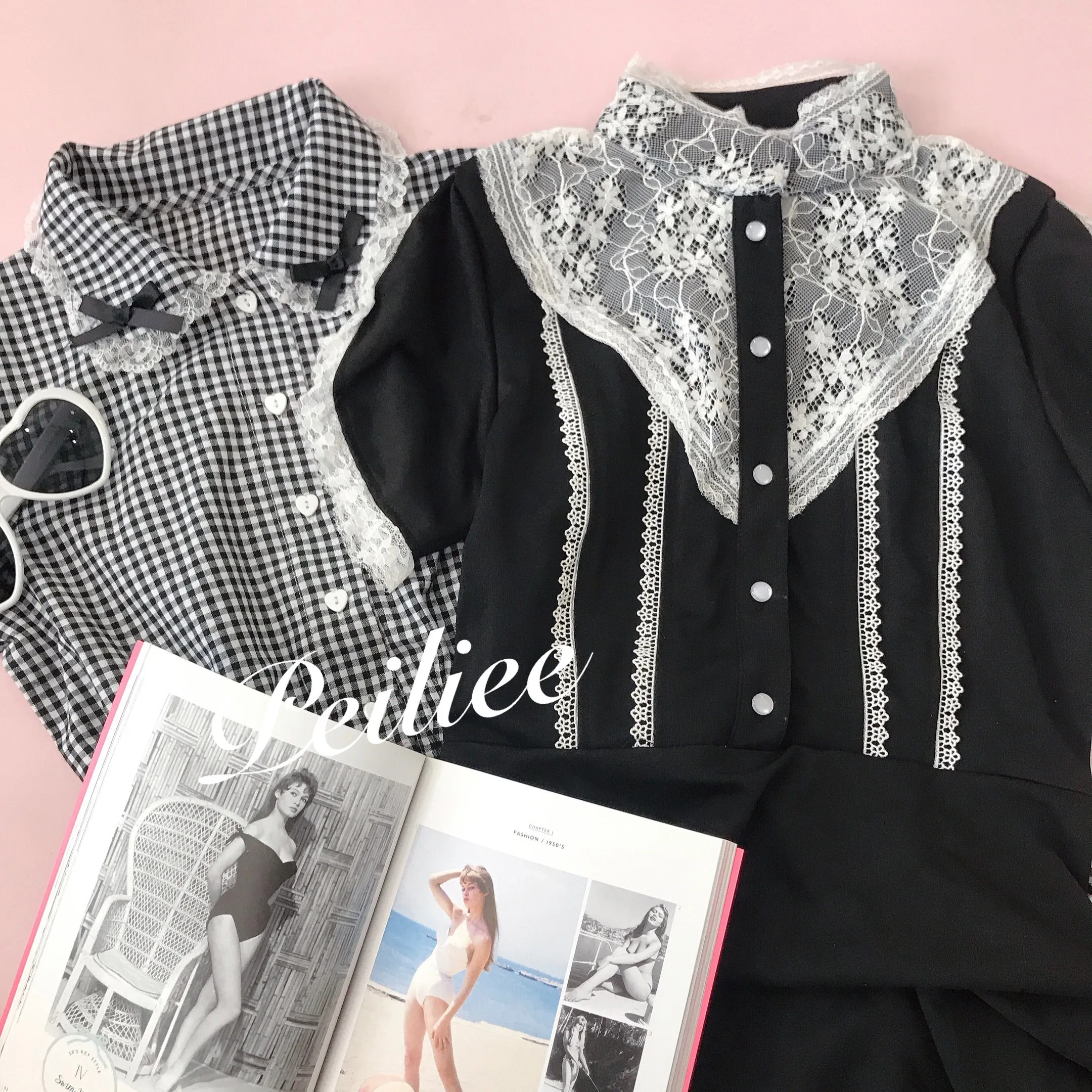 Sweden Warehouse [By Peiliee] Afternoon Tea At Tiffany Gingham Babydoll Mini Dress Lolita 1997 style