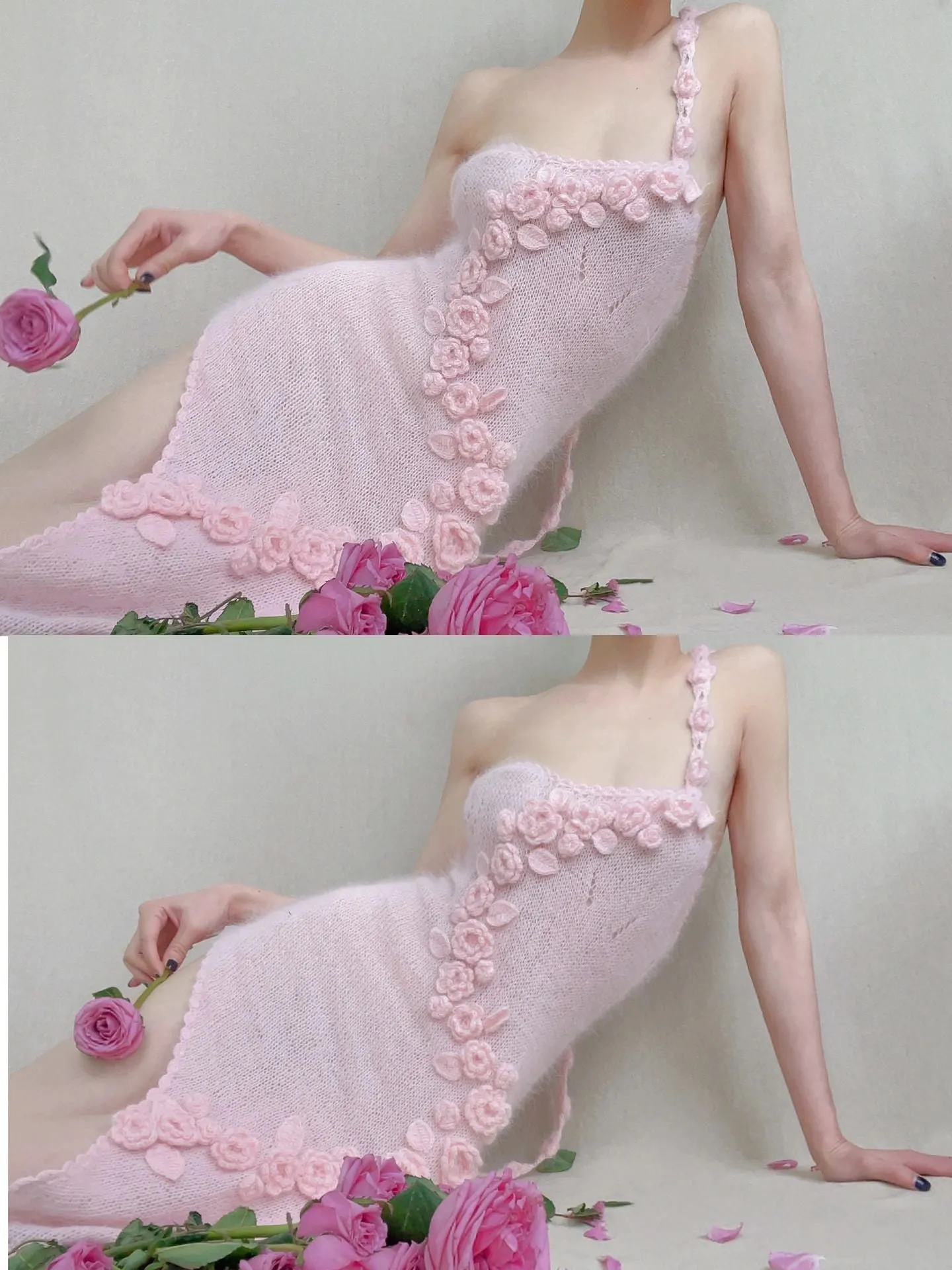 [Tailor Made] Romantic Floral Dream Hand Knitted Dress