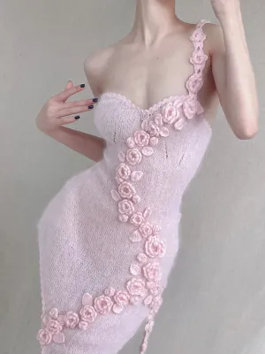 [Tailor Made] Romantic Floral Dream Hand Knitted Dress