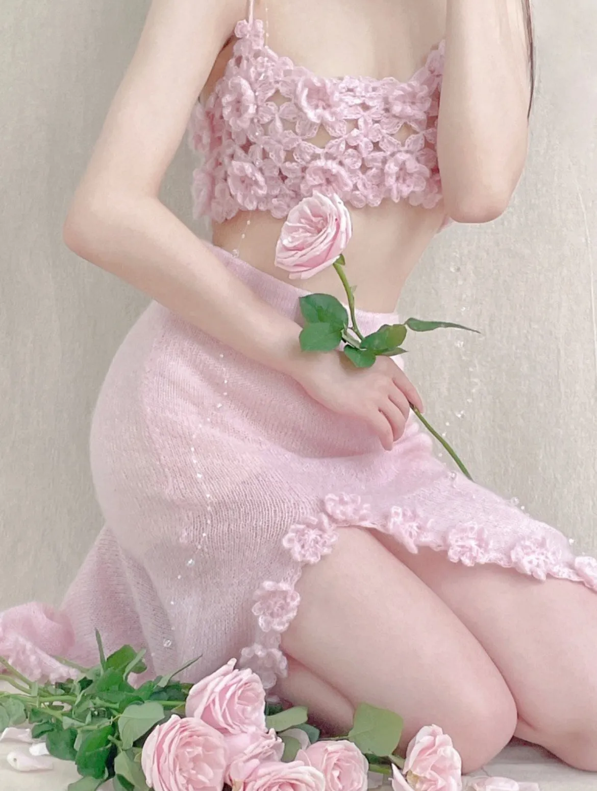 [Tailor Made] Rose Heaven Hand Knitted Dress Set